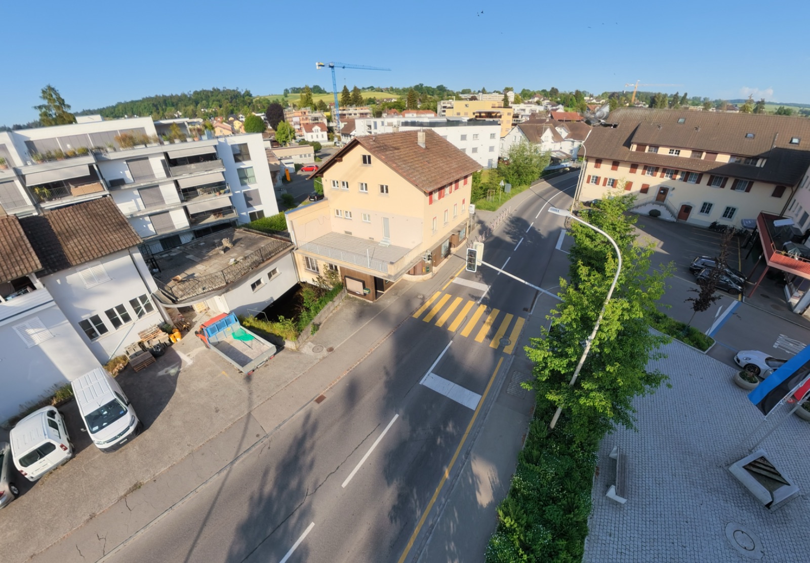 Städtische Straßenansicht von oben
