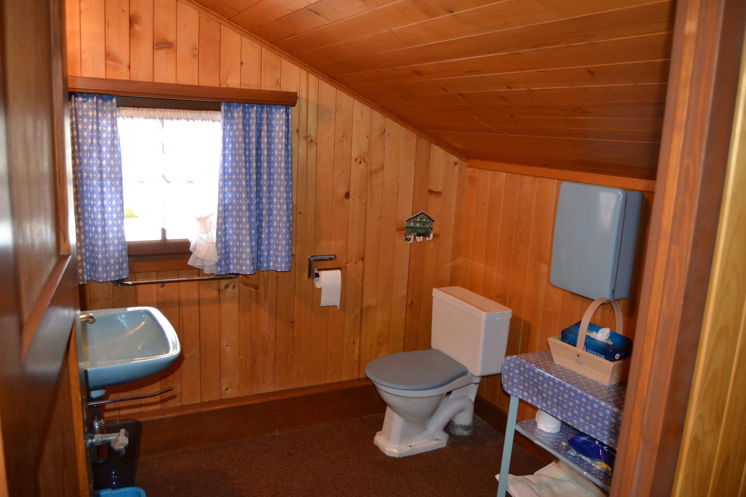 Rustikales WC mit Holzverkleidung