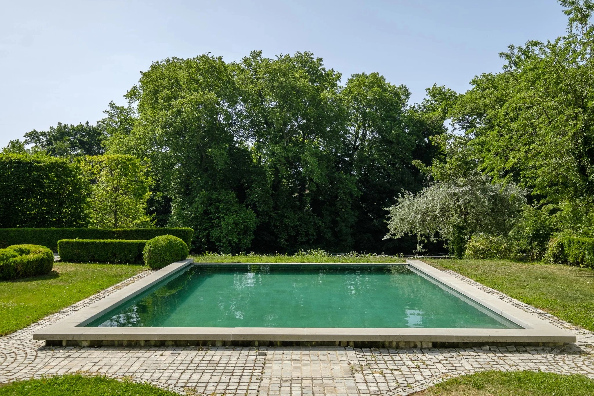 Außenpool in grünem Garten