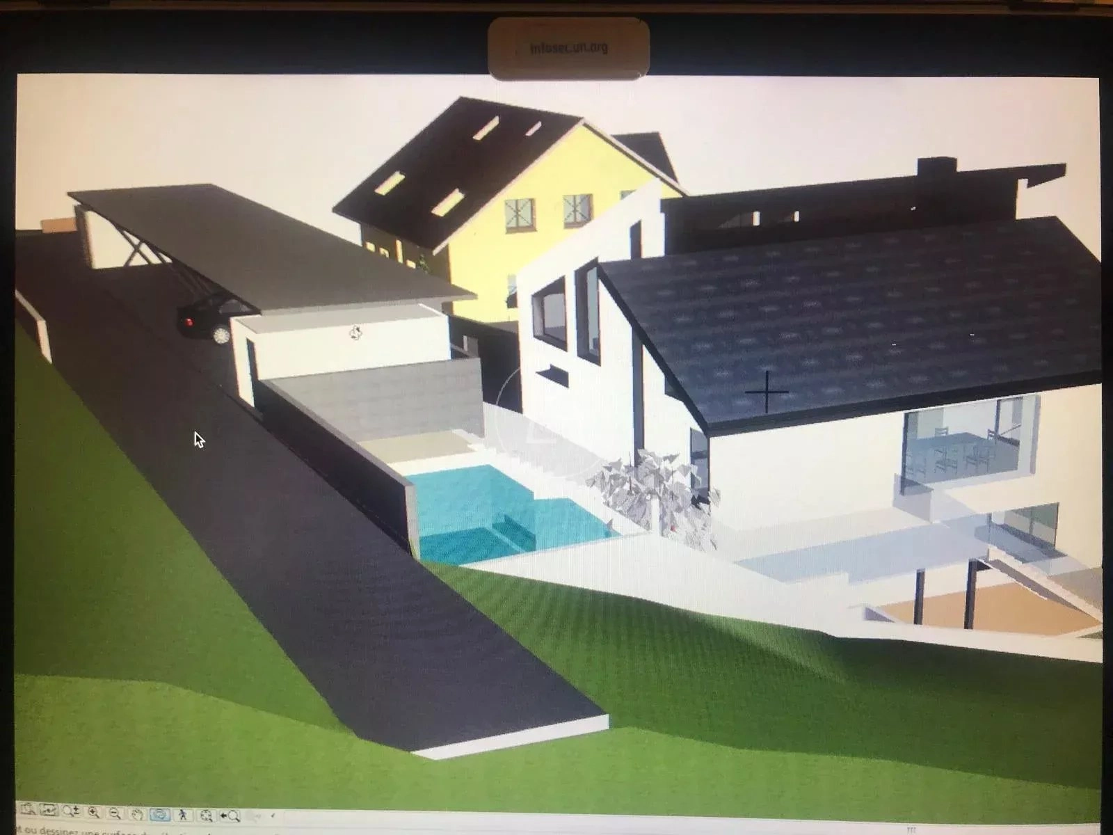 3D-Hausmodell mit Außenansicht