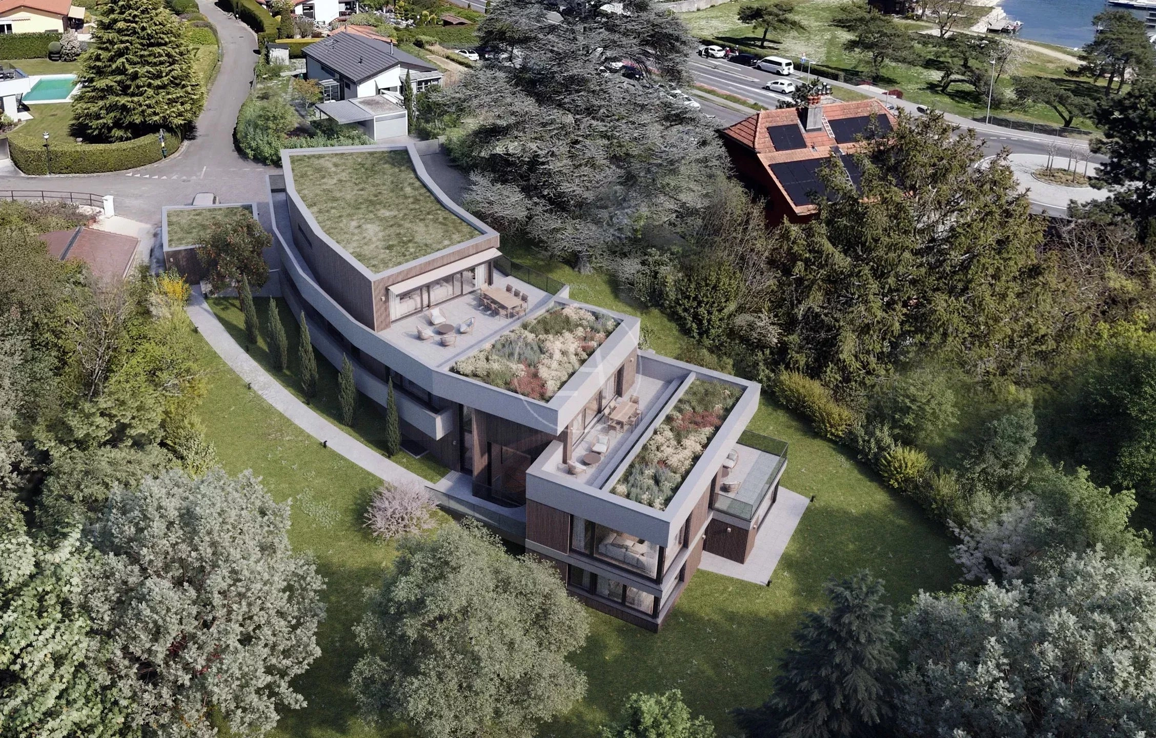Moderne Villa mit begrüntem Dach