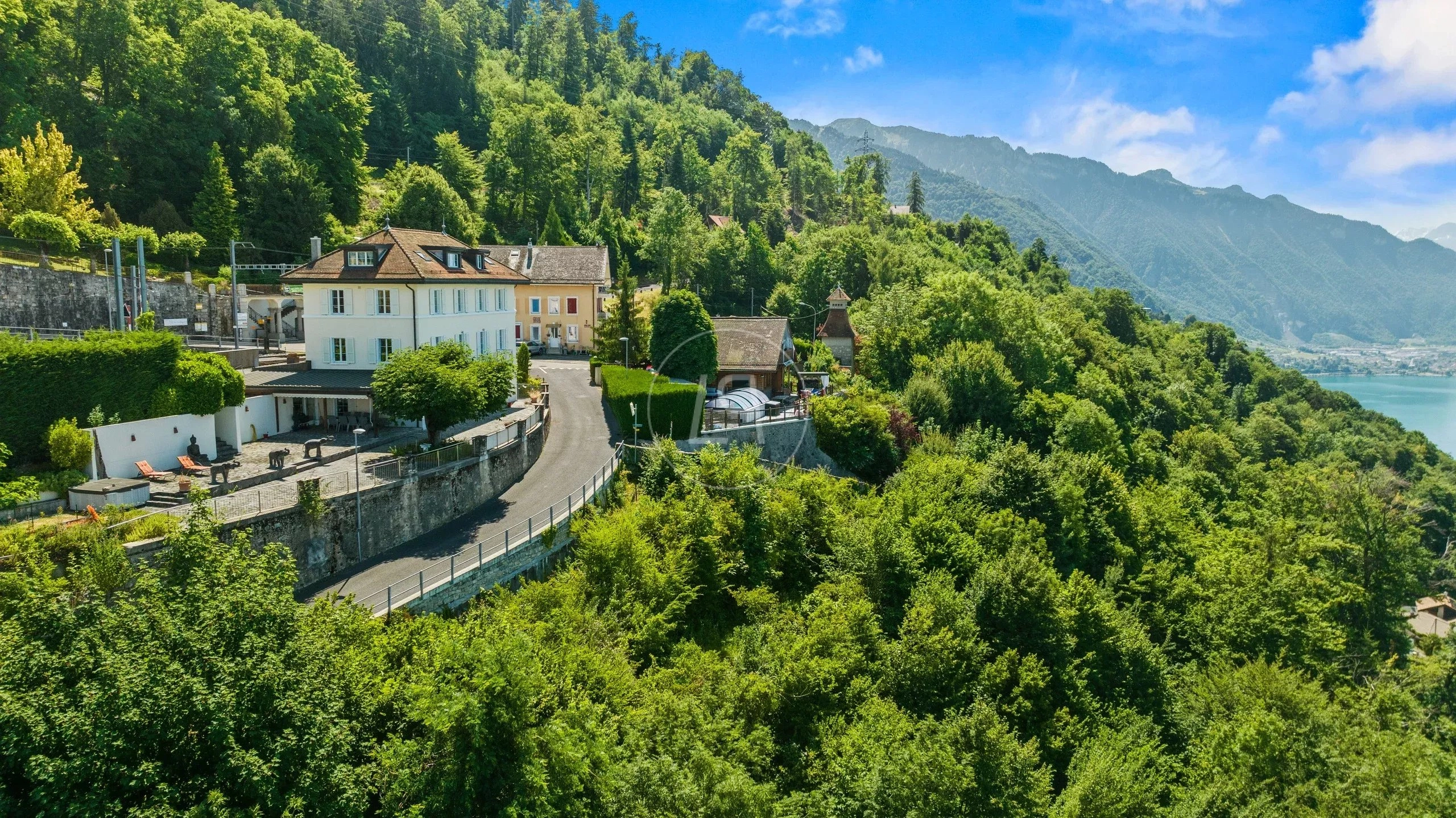 Panorama einer Hanglage am See