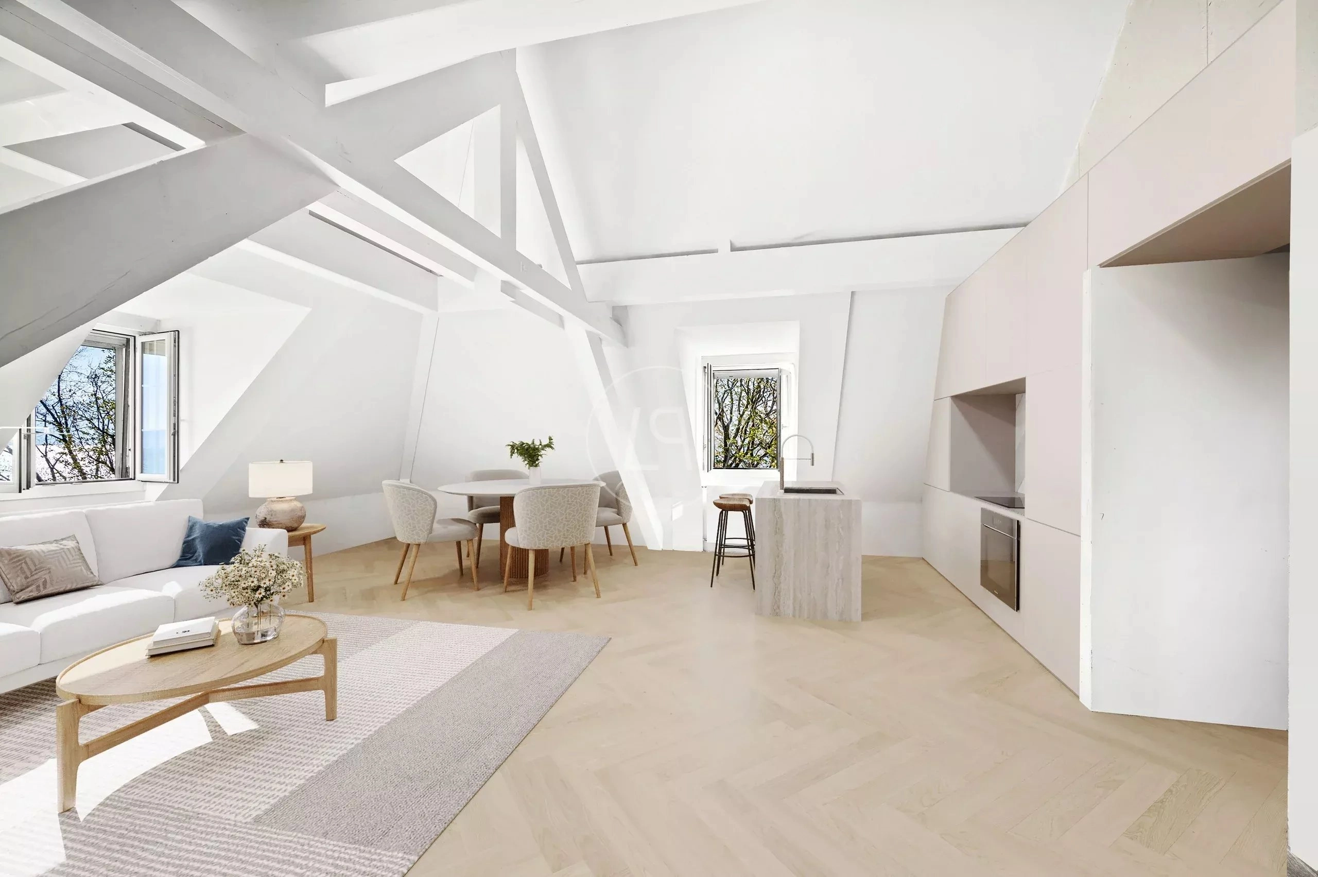Helle Dachgeschoss-Wohnung mit offener Wohnküche