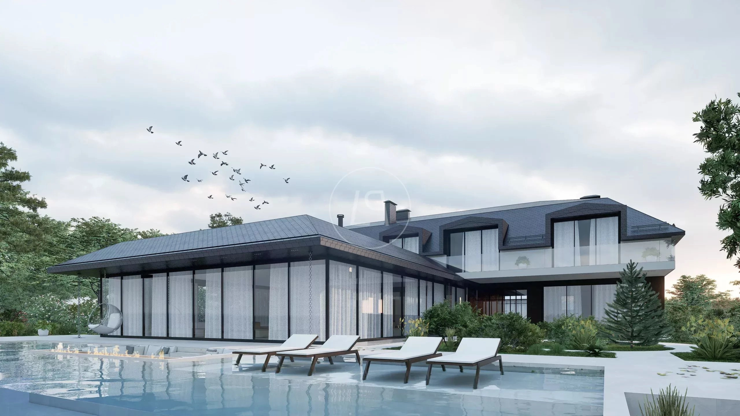 Modernes Luxushaus mit Pool und Garten