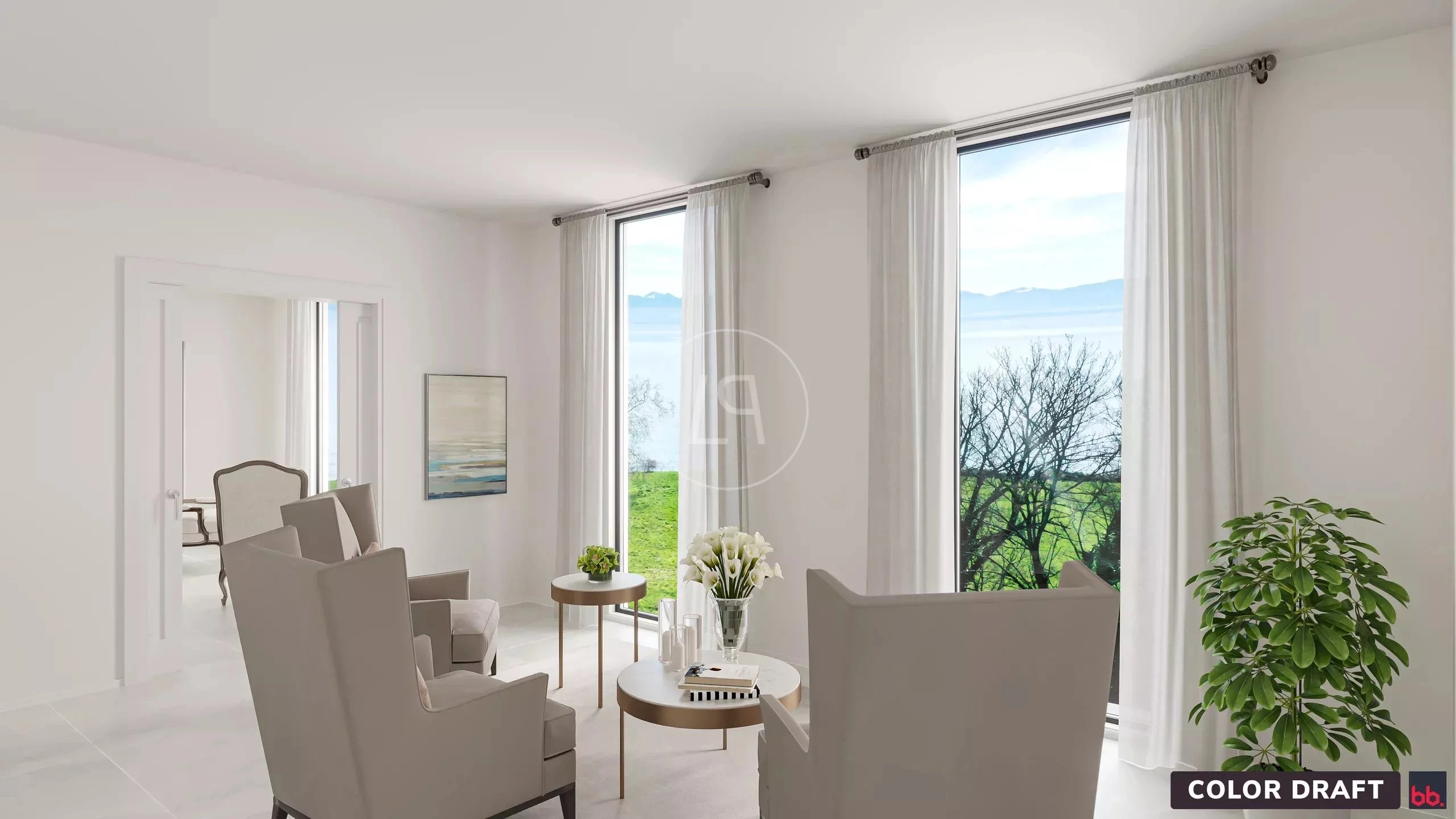 Heller Wohnraum mit Seeblick