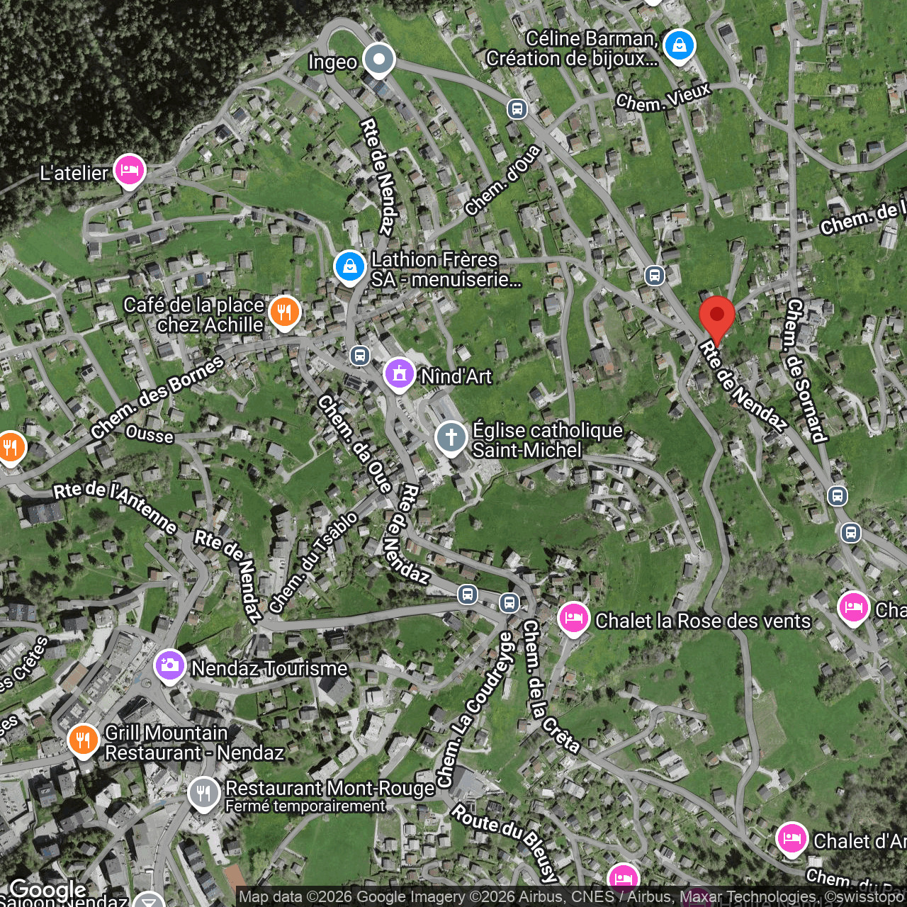 Satellitenkarte eines Wohngebiets in Nendaz