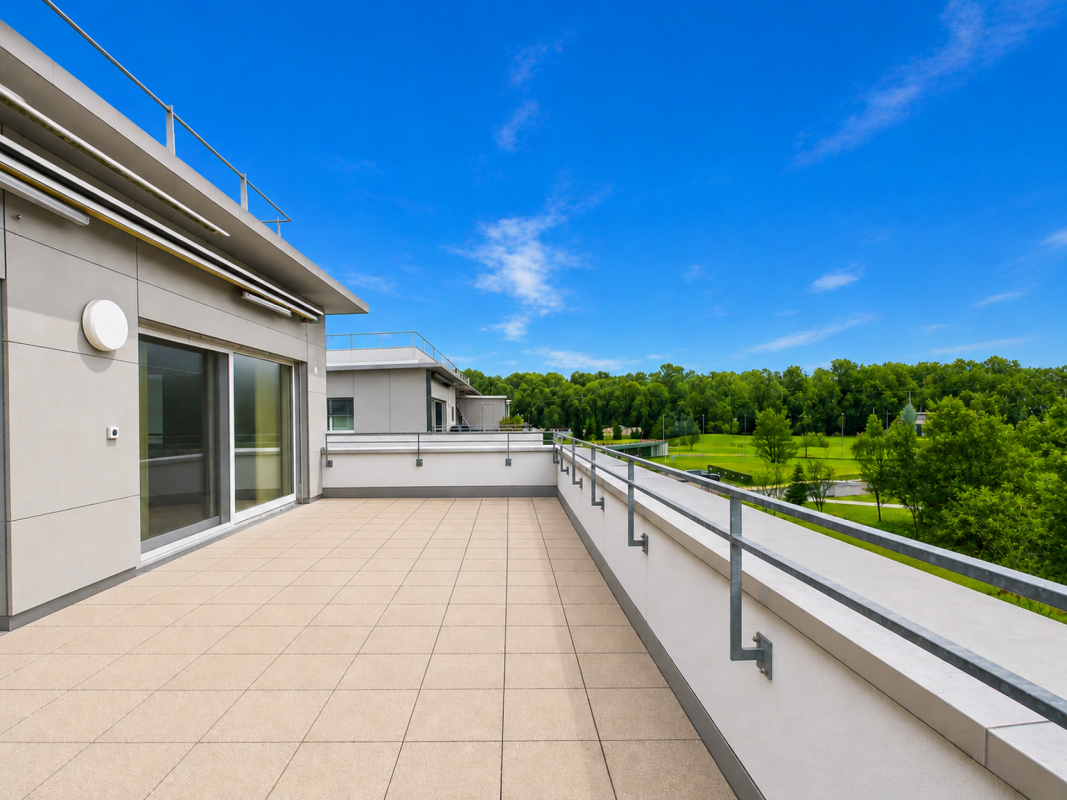 Dachterrasse mit weitem Grünblick