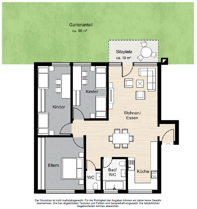 Grundriss mit Gartenanteil
