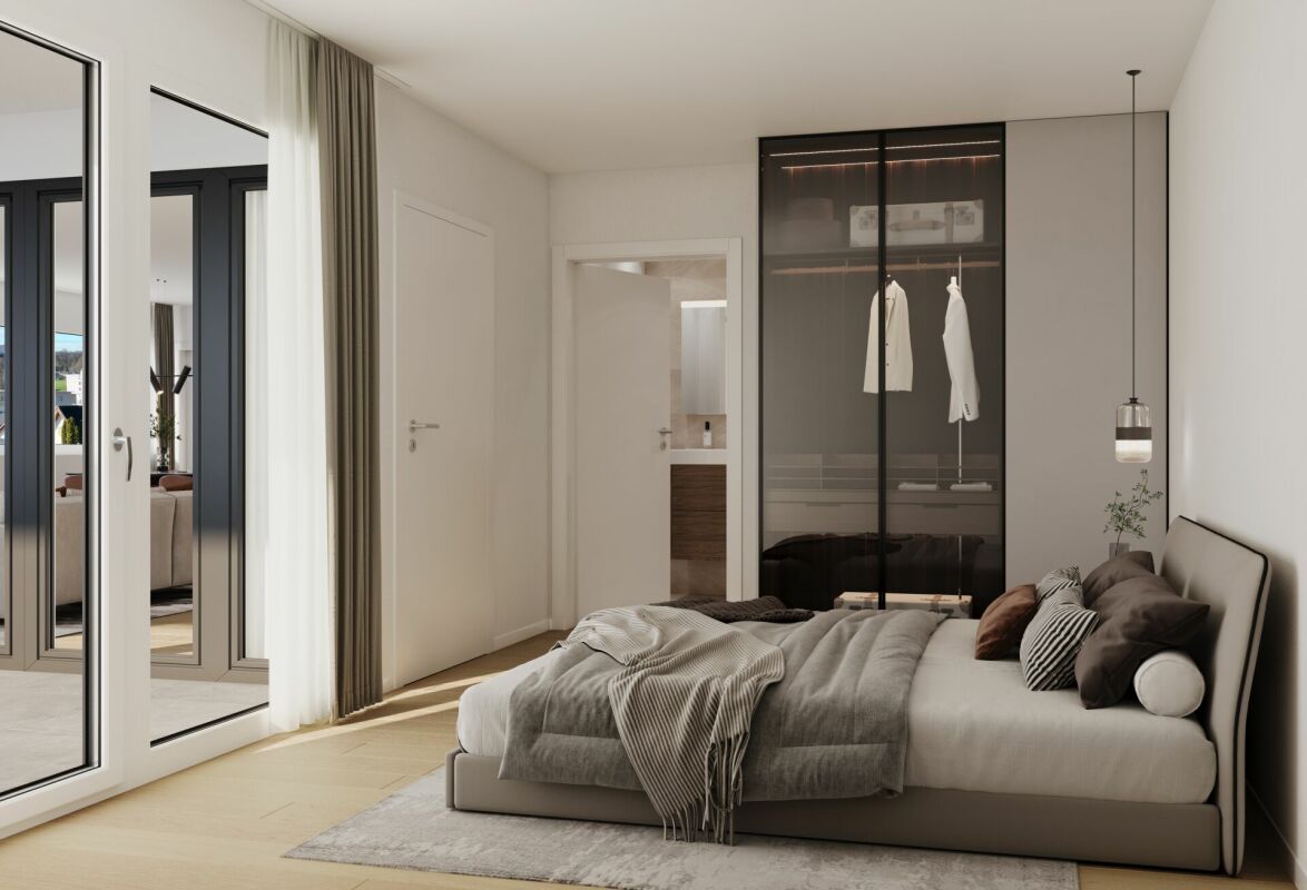 Modernes Schlafzimmer mit Ankleide