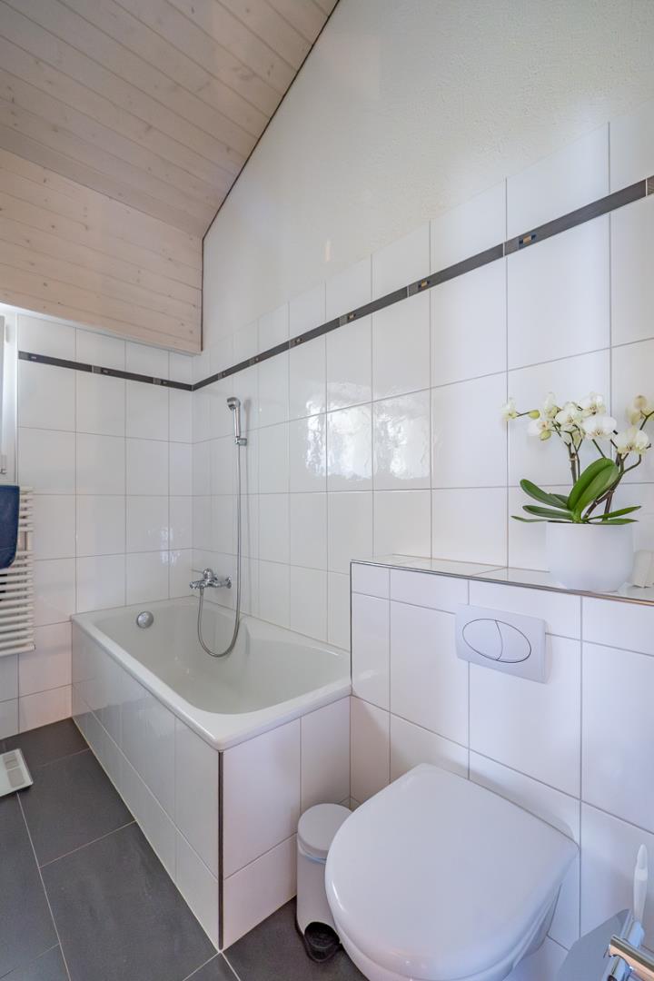 Badezimmer mit Badewanne und WC