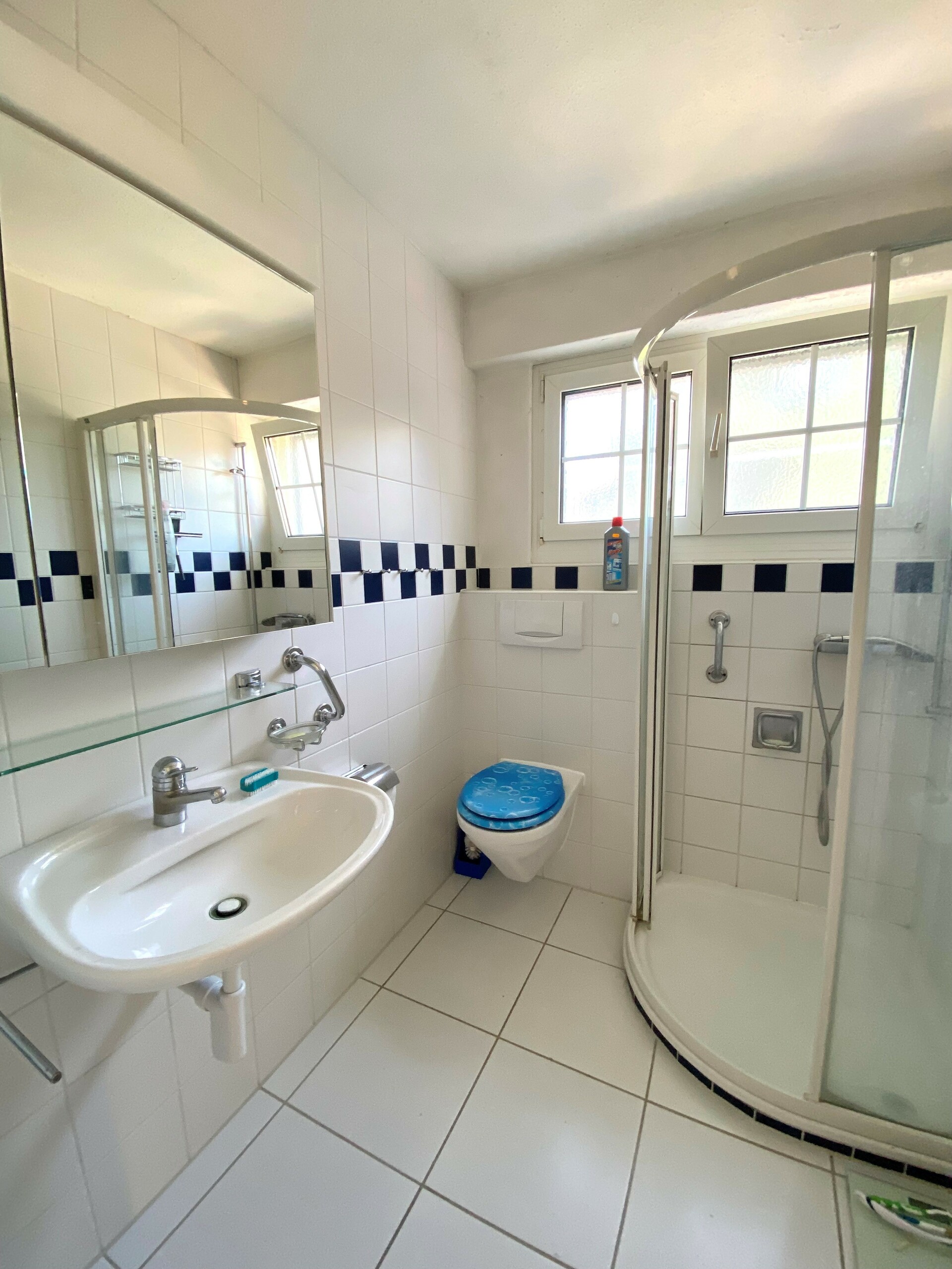 Helles Badezimmer mit Dusche und WC