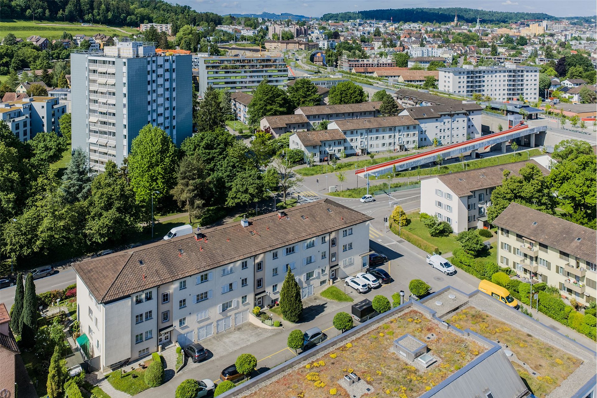 Luftaufnahme eines Wohnquartiers