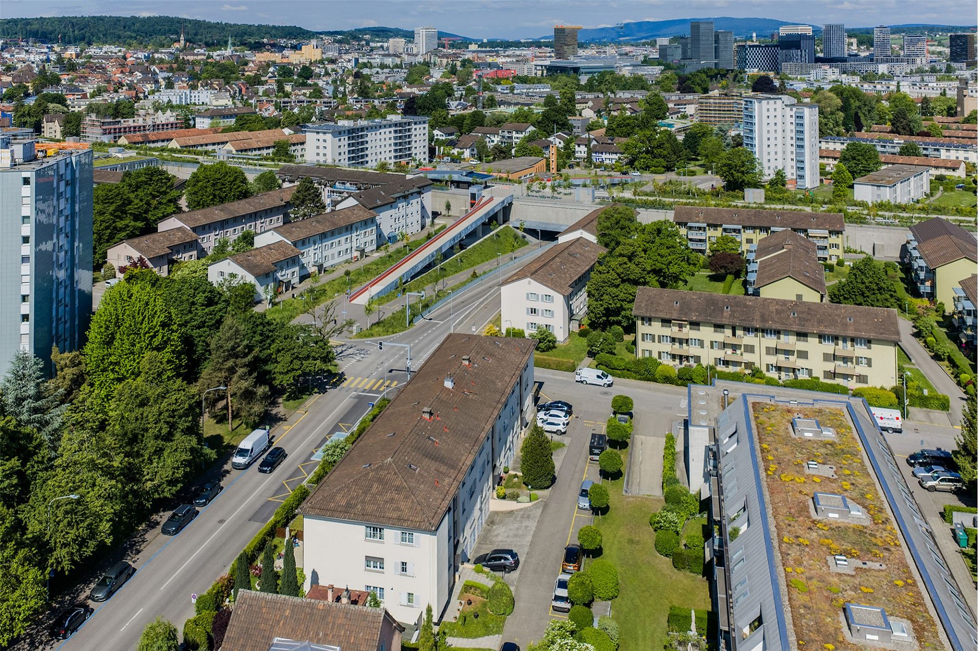 Städtische Luftaufnahme eines Wohngebiets