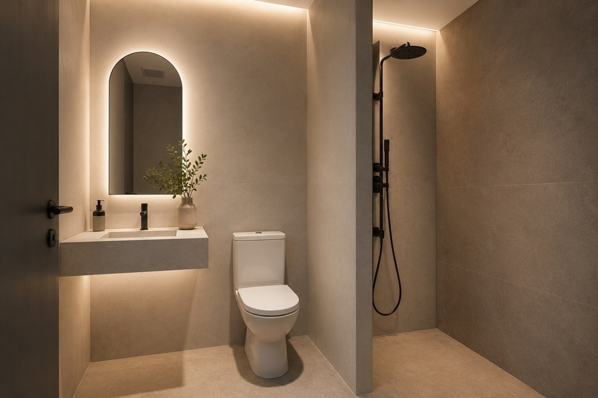 Modernes Bad mit Dusche und WC