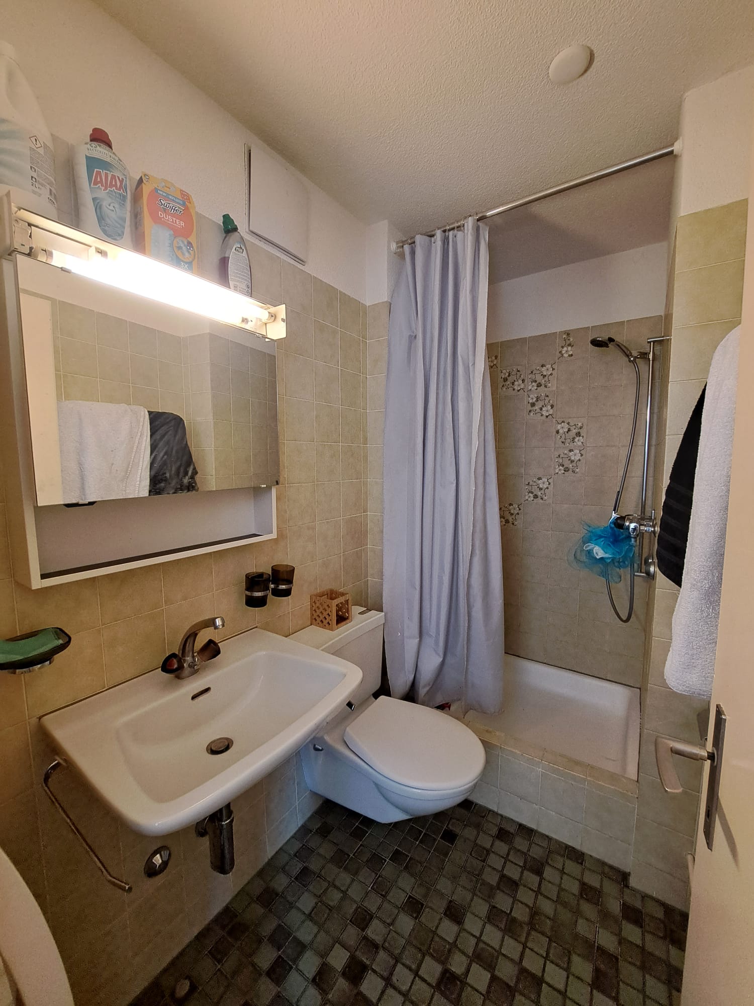 Kleines Bad mit Dusche und WC