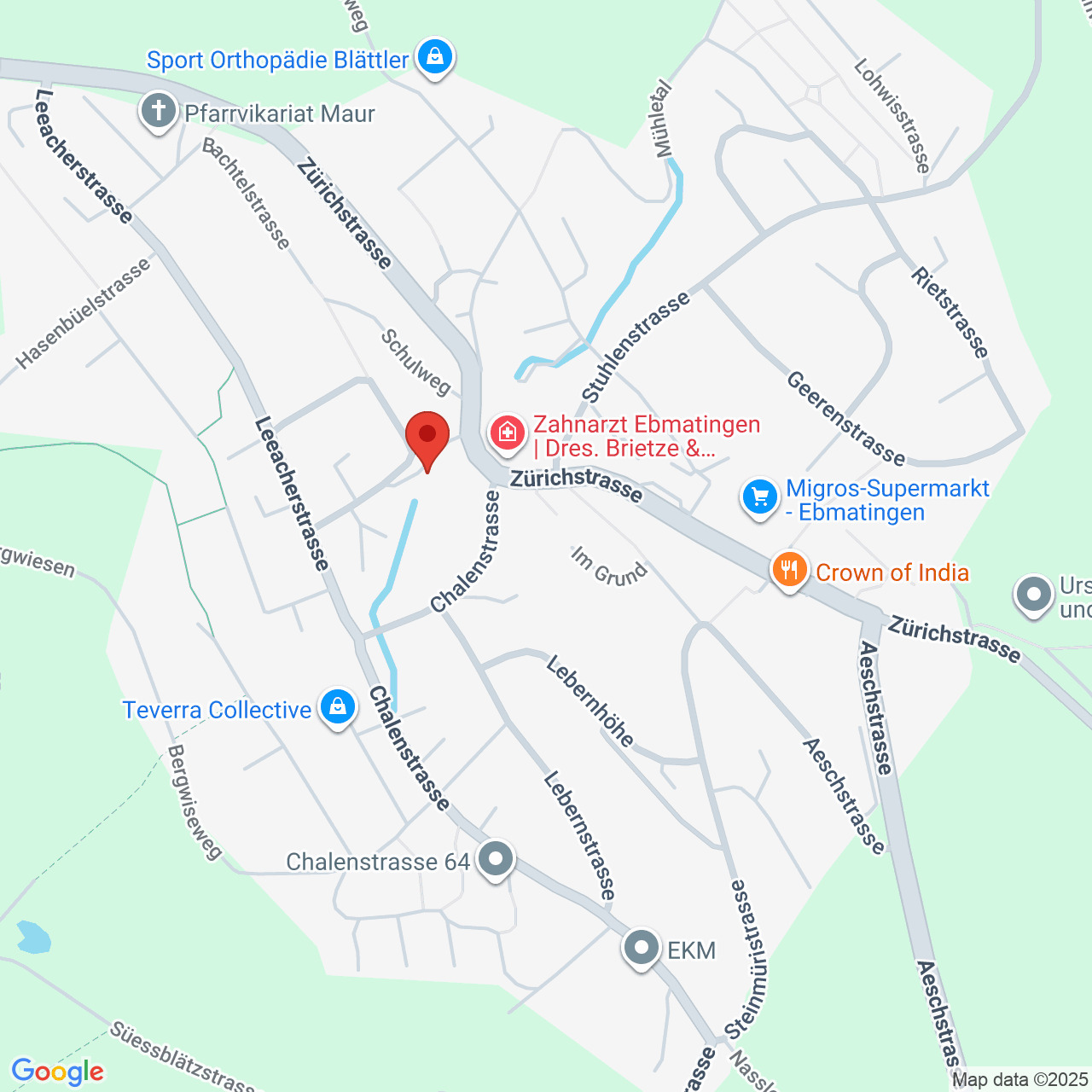 Kartenansicht eines Wohngebiets mit markiertem Standort