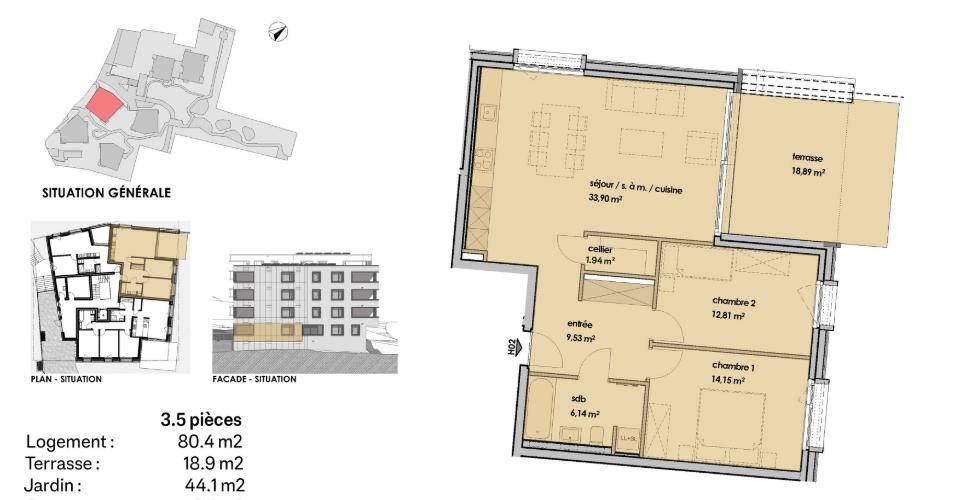 Grundriss und Situationsplan einer Wohnung