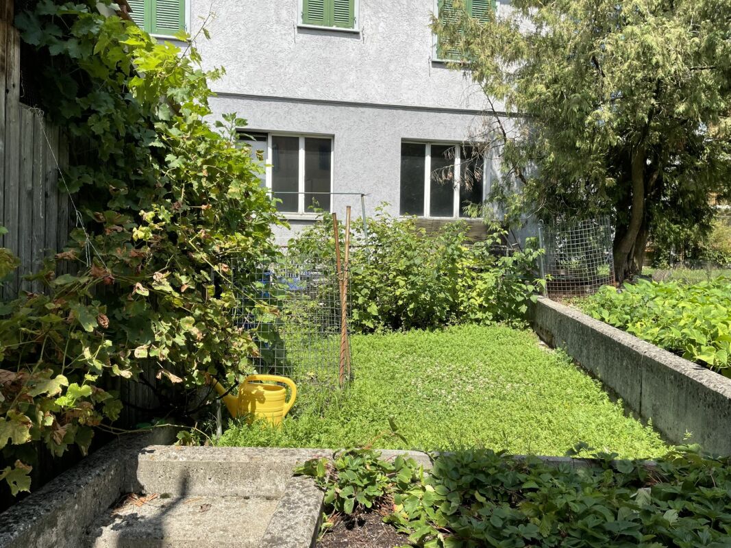 Garten mit Wohnhausfassade
