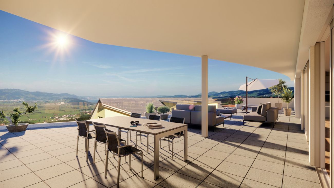 Großzügige Dachterrasse mit Panoramablick