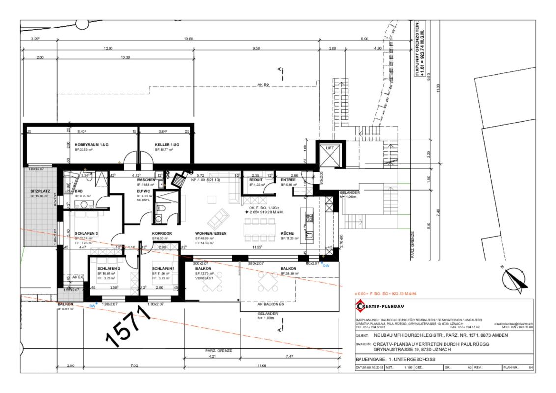 Grundriss eines Untergeschosses