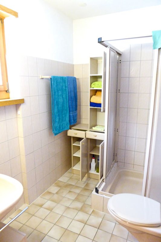 Kompaktes Badezimmer mit Dusche und Stauraum