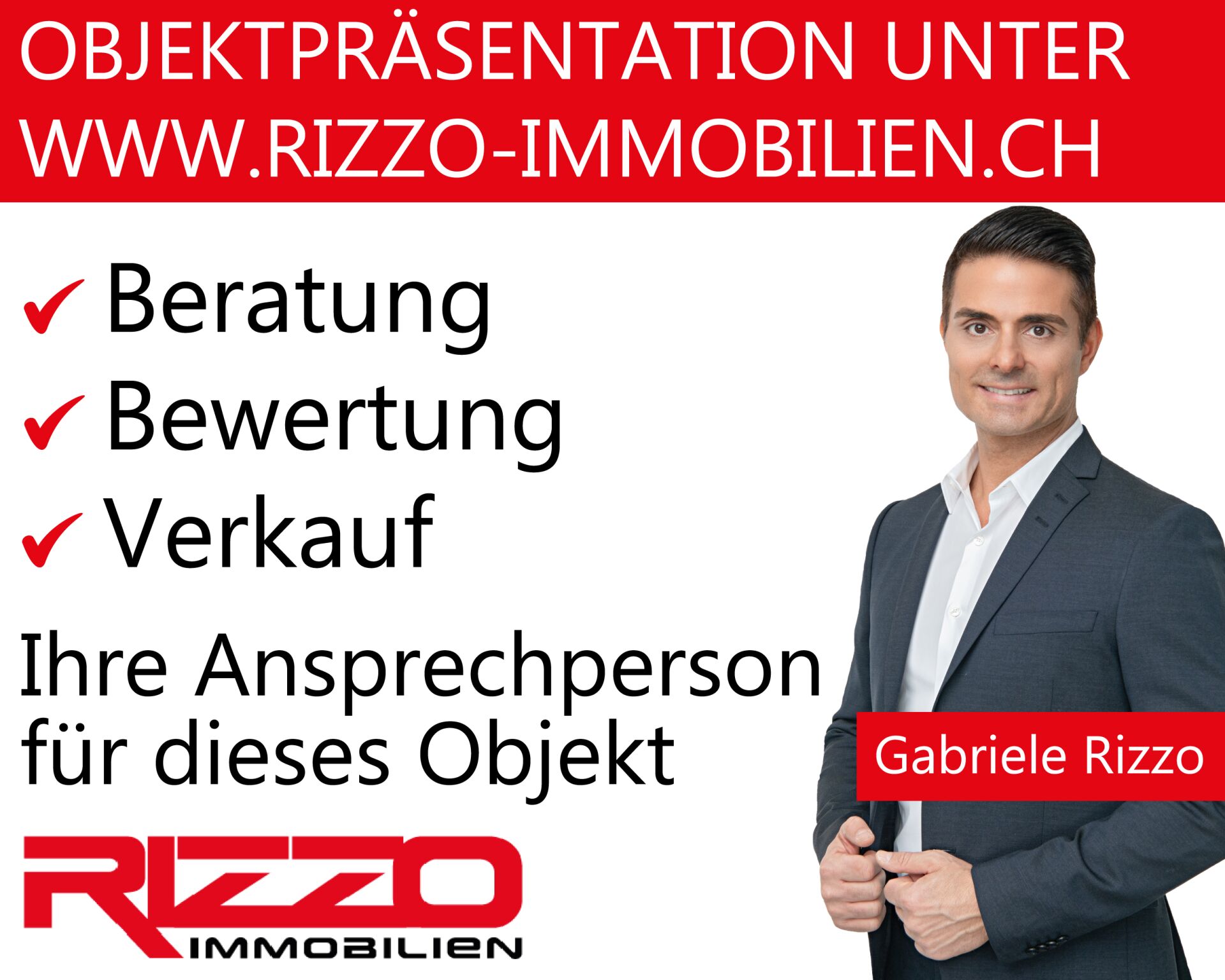 Werbe- und Maklerbanner mit Personenfoto