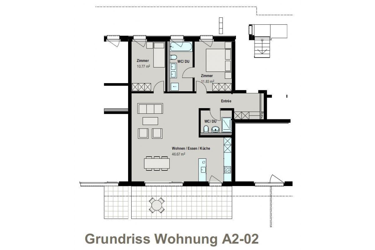 Grundriss einer Wohnung A2-02