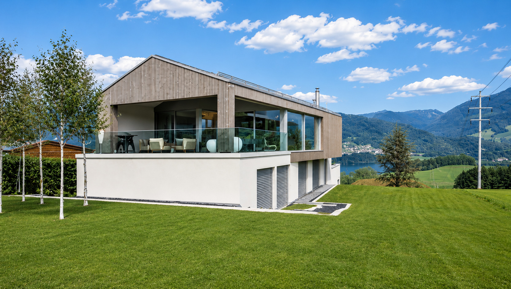 Modernes Haus mit Bergblick