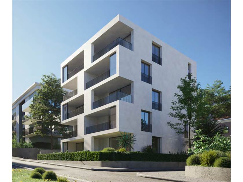 Moderne Wohnanlage mit klaren Kuben