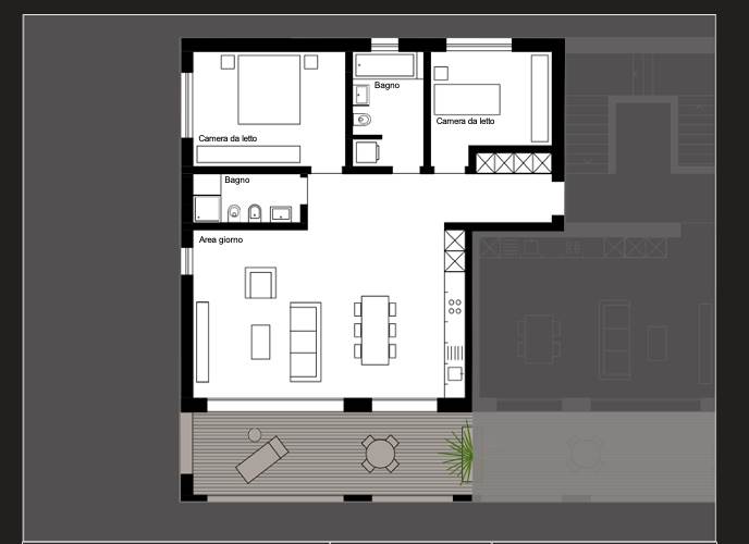 Grundriss einer Wohnung mit Balkon