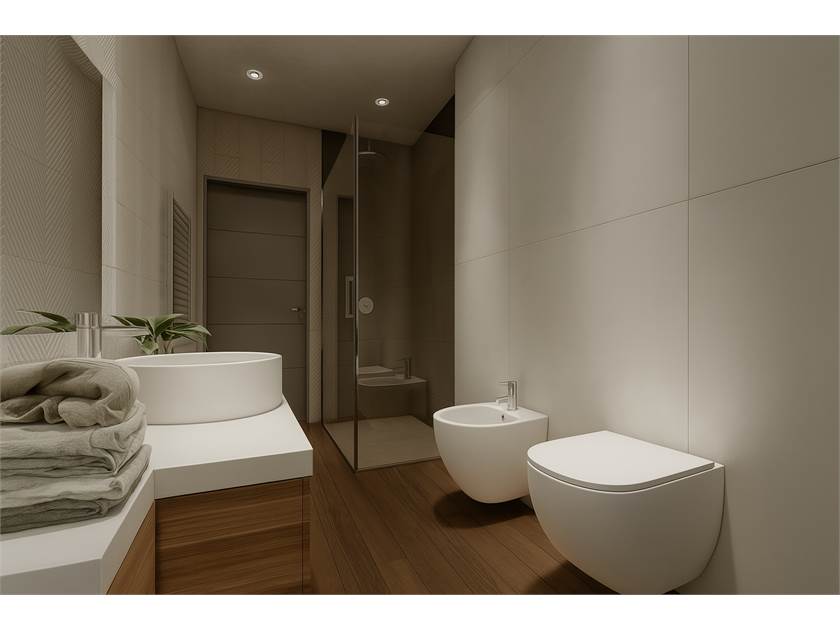 Modernes Badezimmer mit WC und Dusche