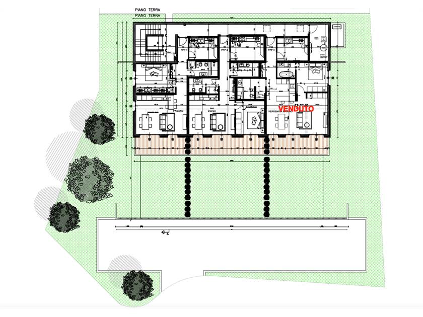 Grundriss eines Erdgeschosses mit Gartenfläche