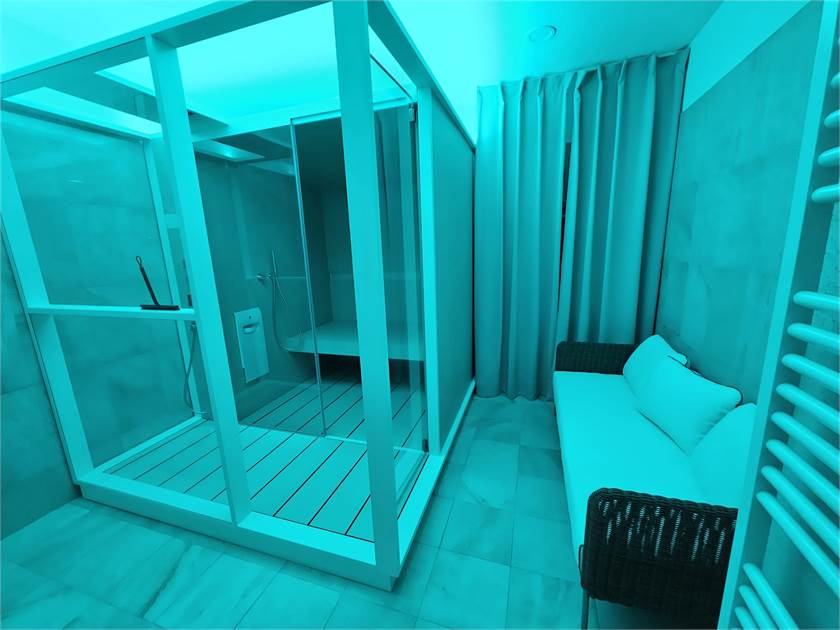 Innenraum mit Whirlpool-/Sauna-ähnlicher Wellnesszone