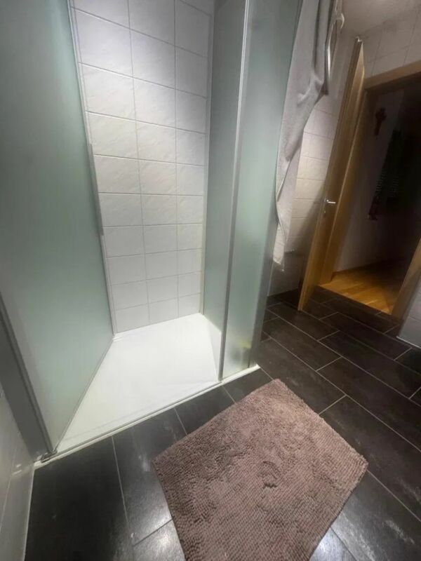 Badezimmer mit Dusche und Flurzugang