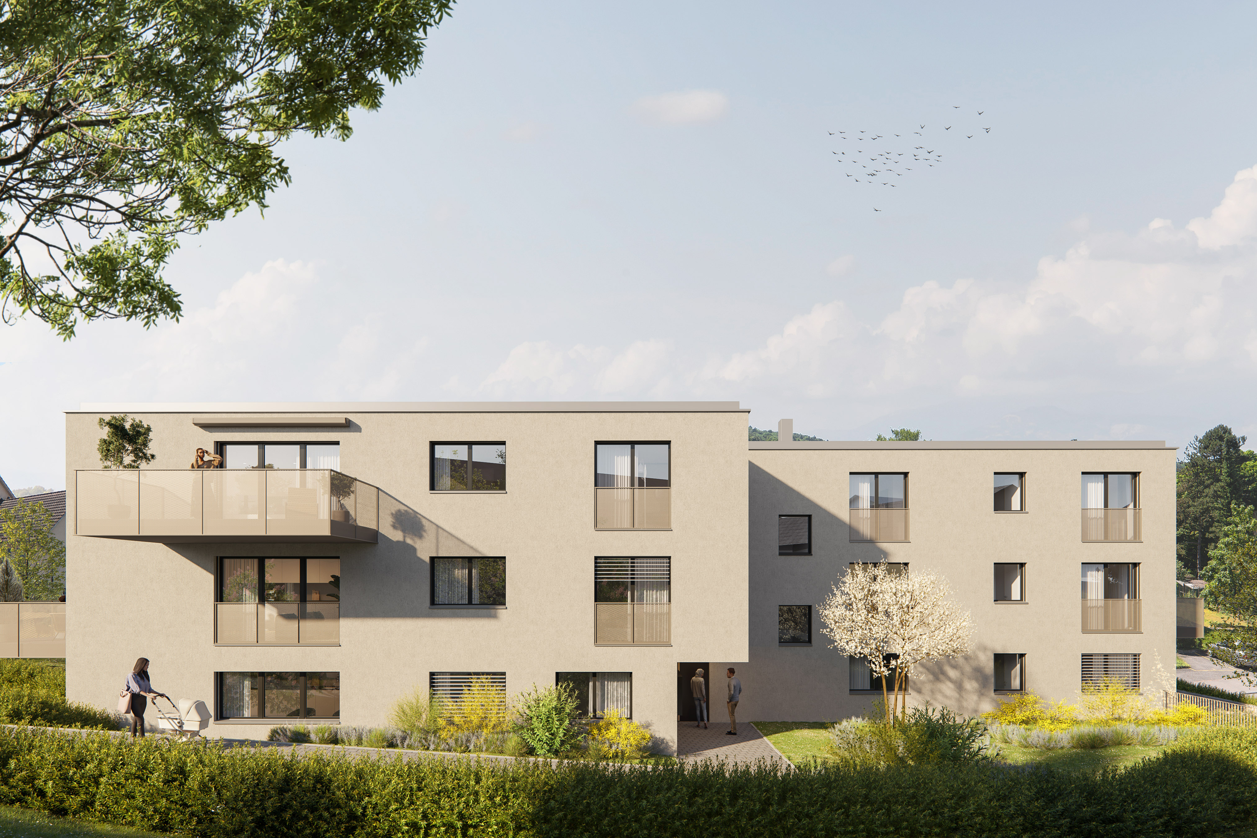 Moderne Wohnanlage mit Balkonen