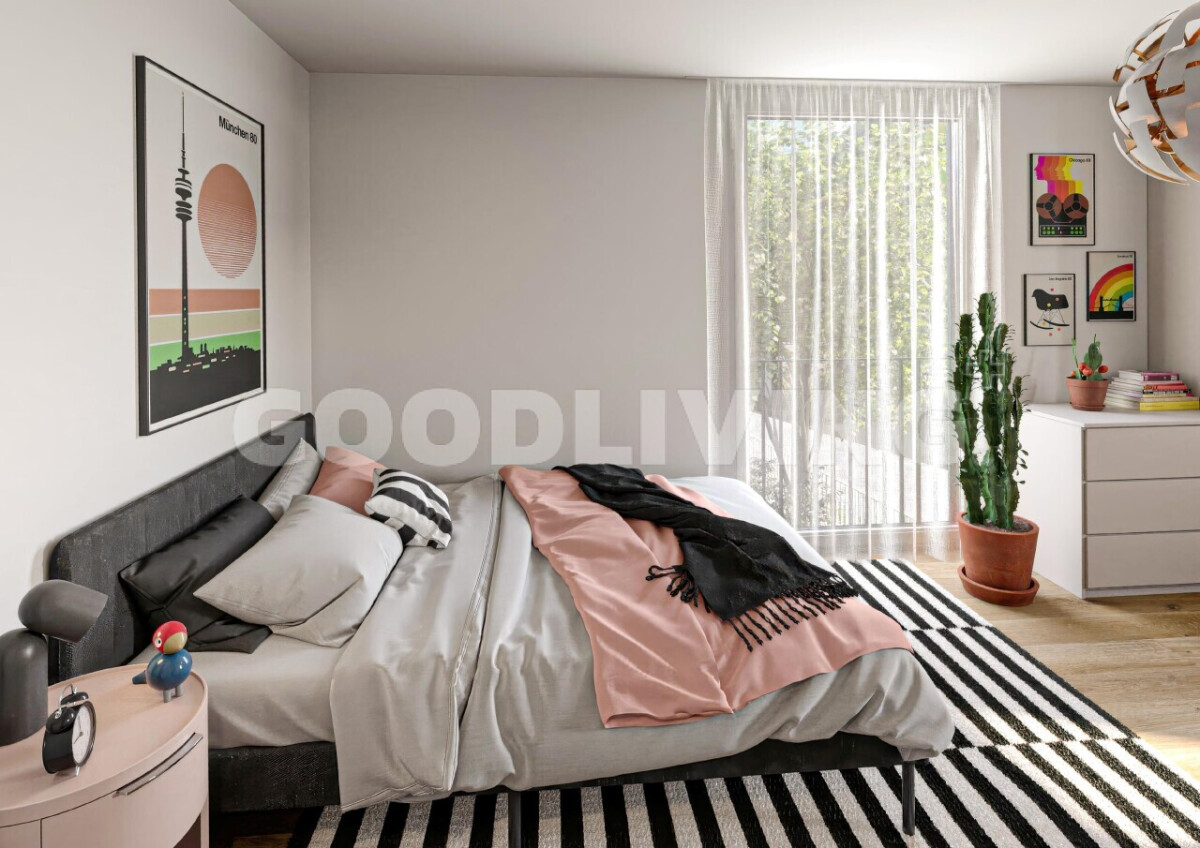 Modernes Schlafzimmer mit Tageslicht