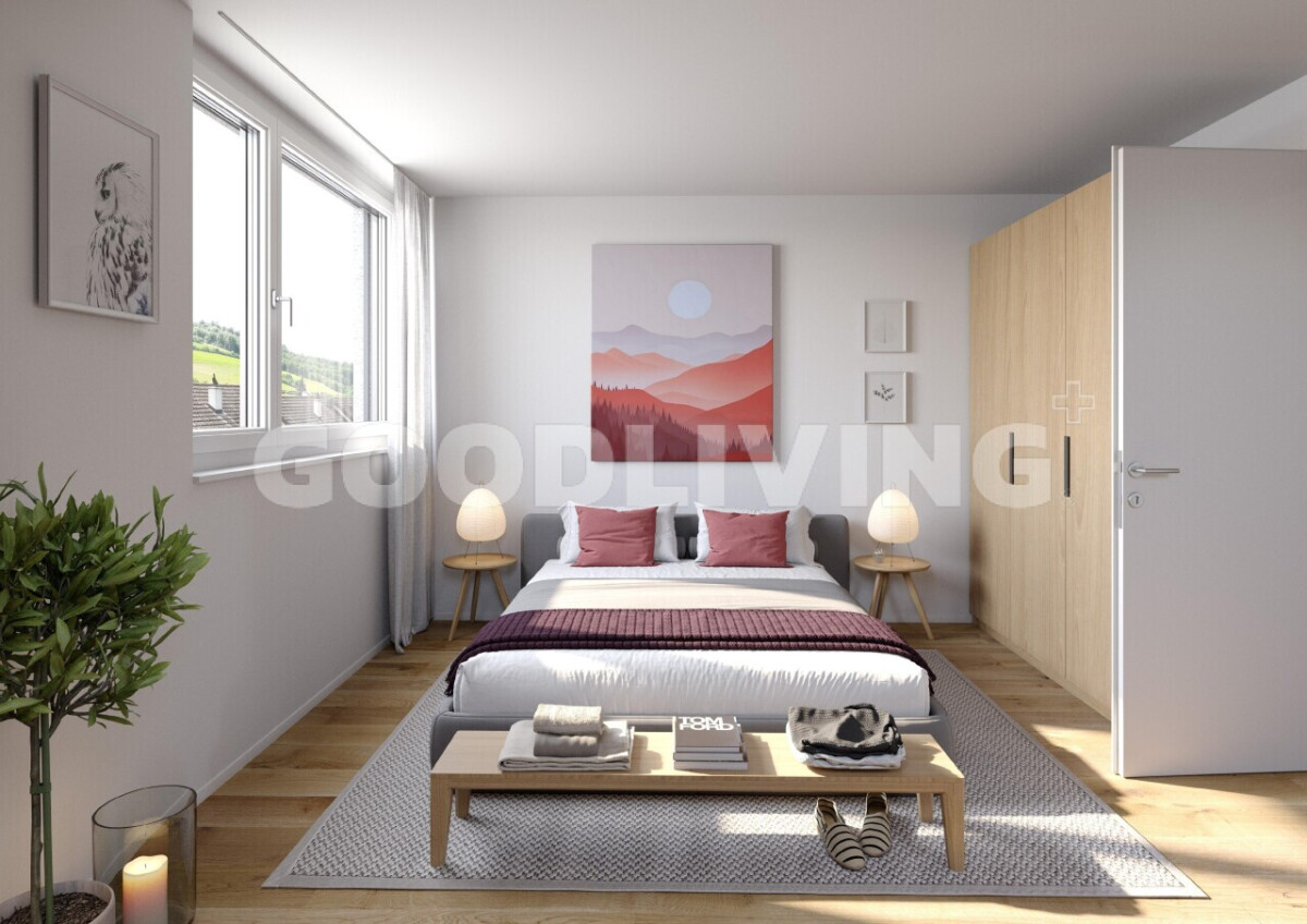 Schlafzimmer mit Tageslicht und minimalistischer Einrichtung