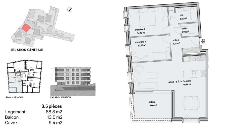 Wohnungsgrundriss mit Balkon