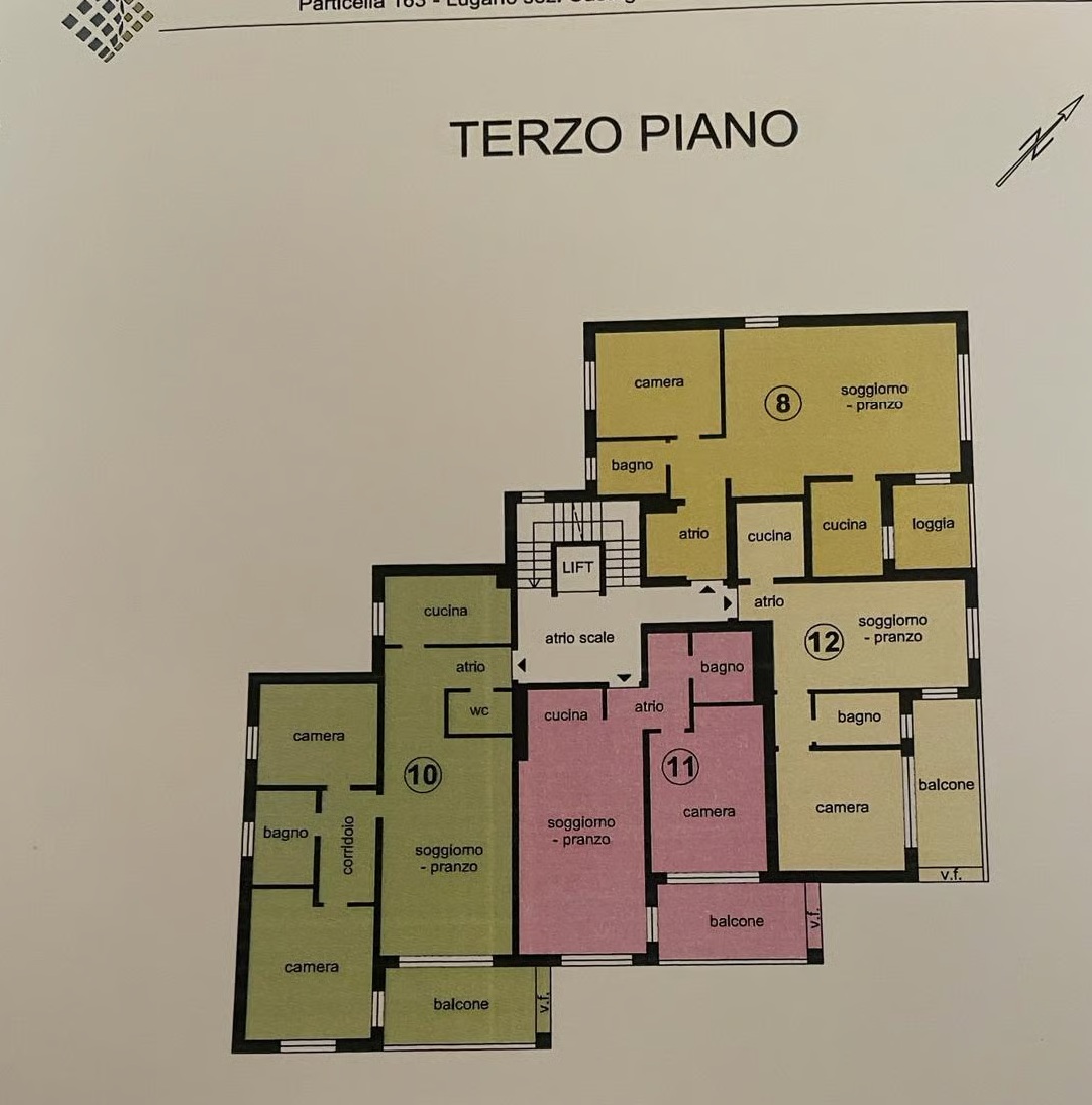 Grundriss eines Apartment- oder Wohnungsgeschosses