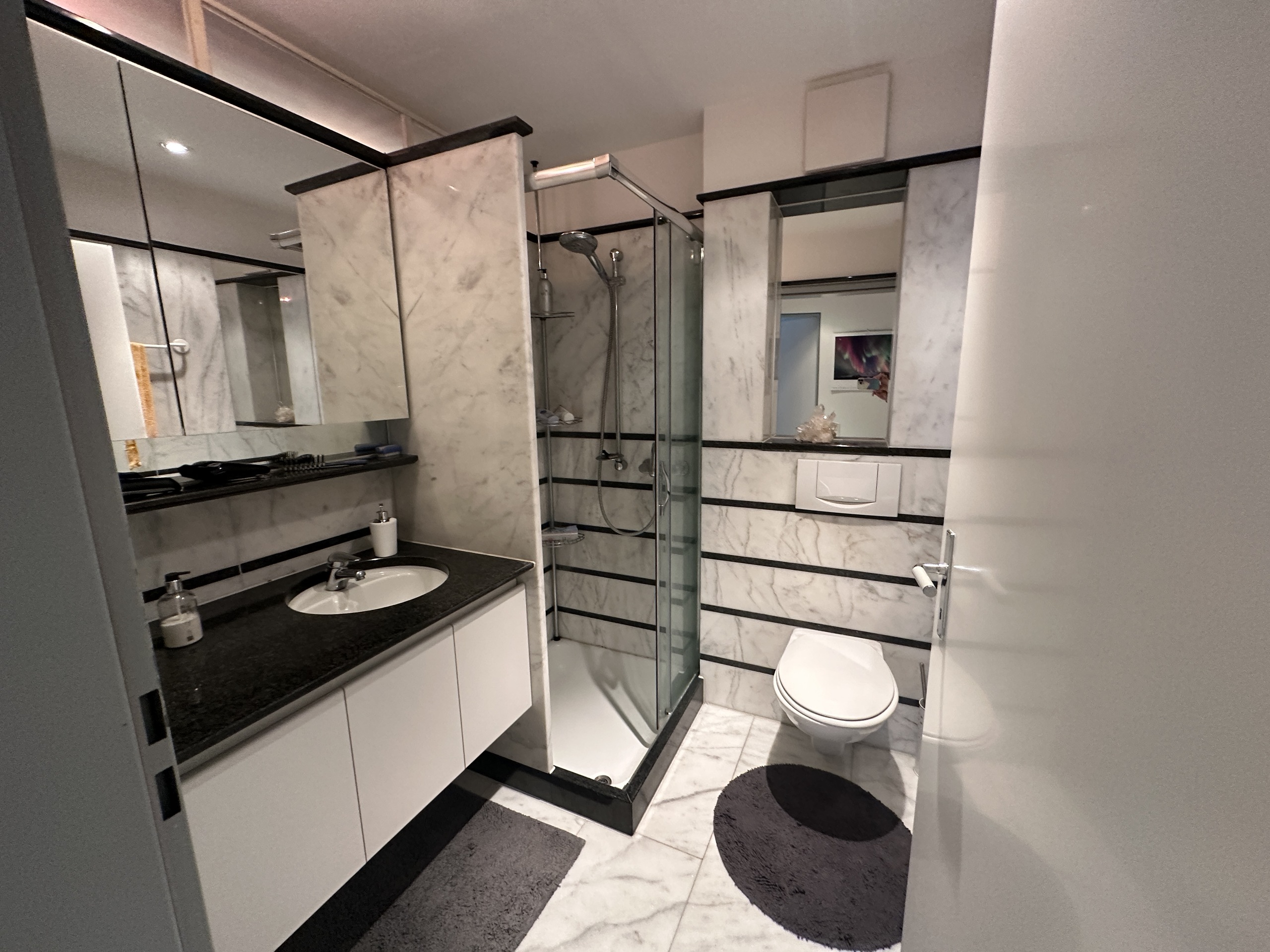 Modernes Bad mit Dusche und WC