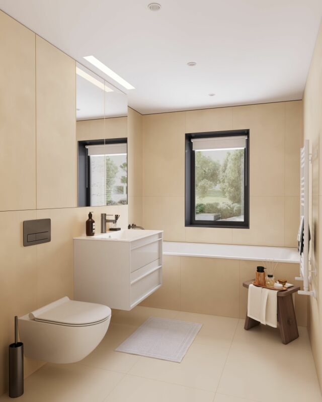 Modernes Badezimmer mit WC und Waschtisch
