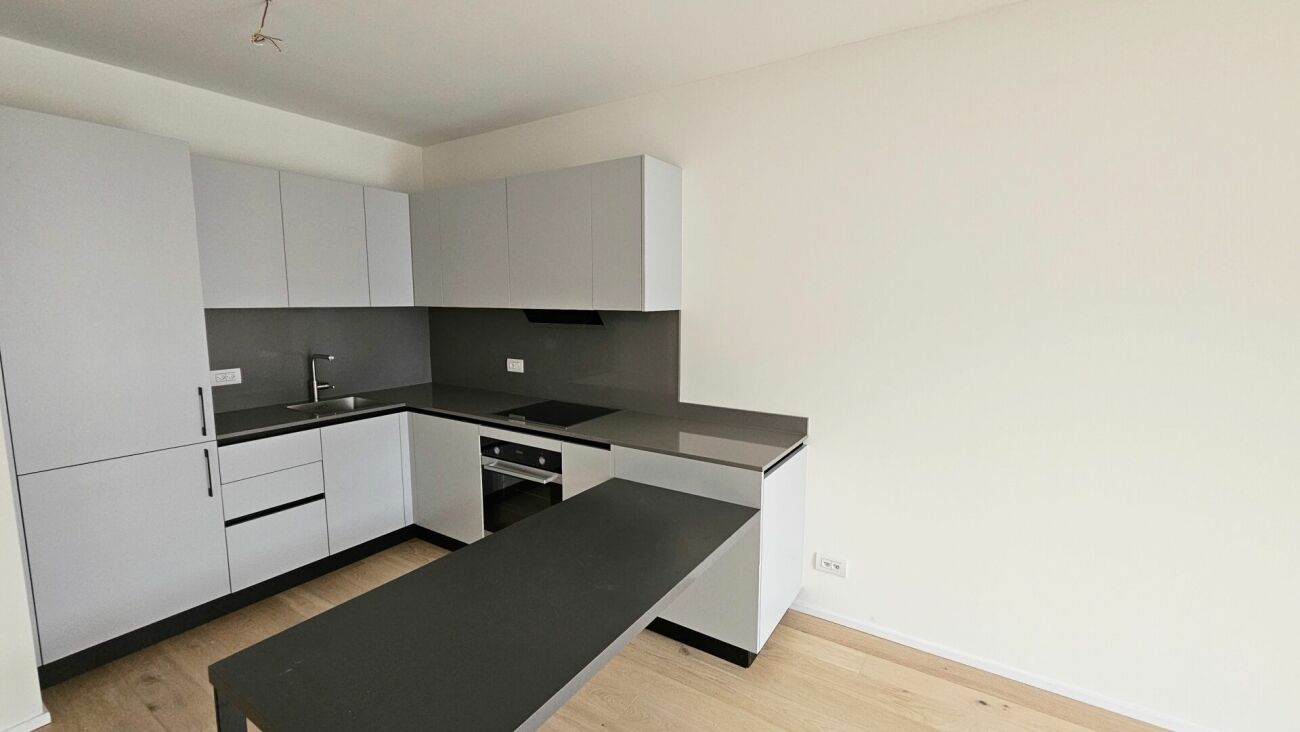 Moderne Einbauküche in offenem Raum