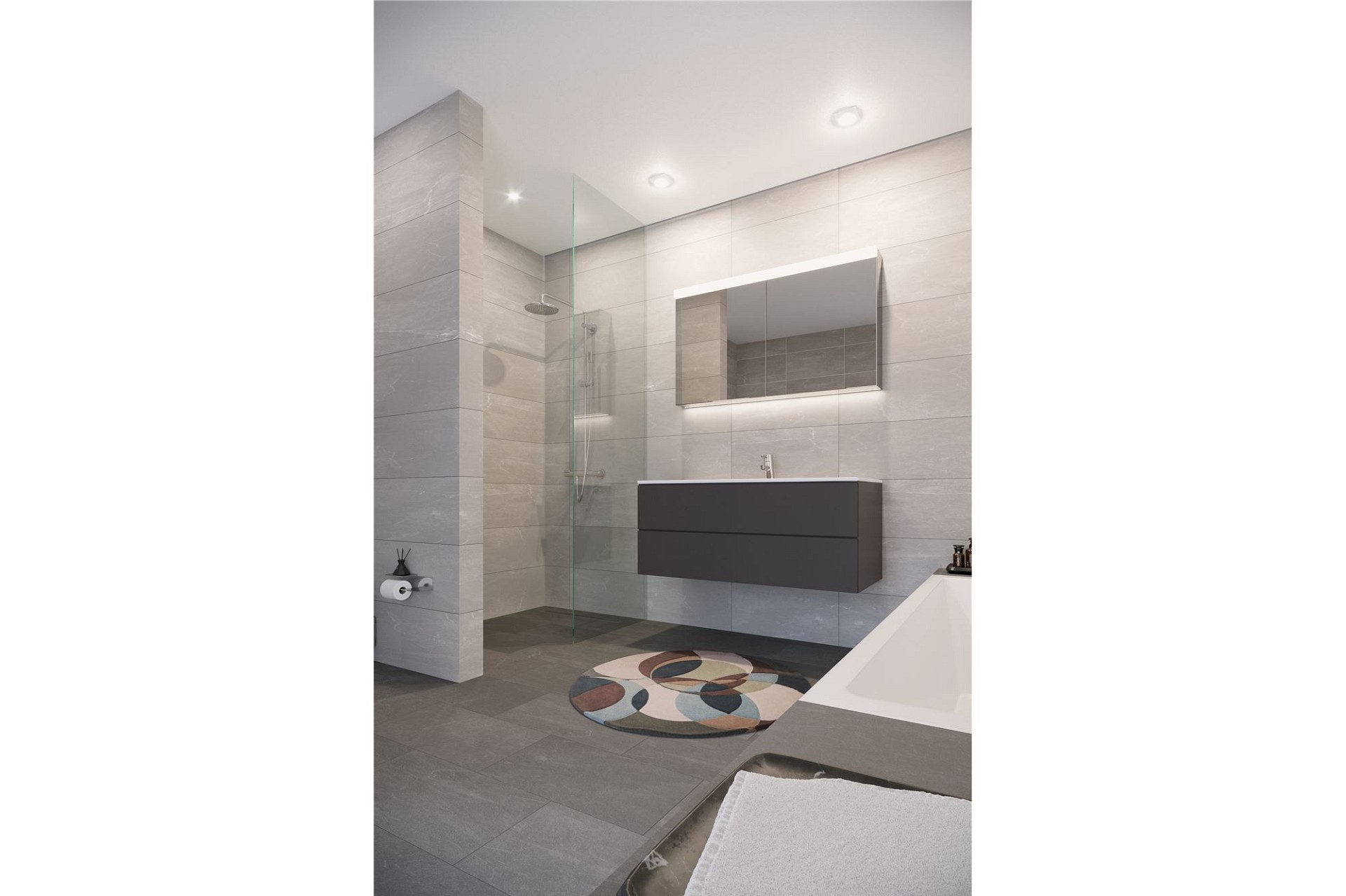 Modernes Badezimmer mit begehbarer Dusche