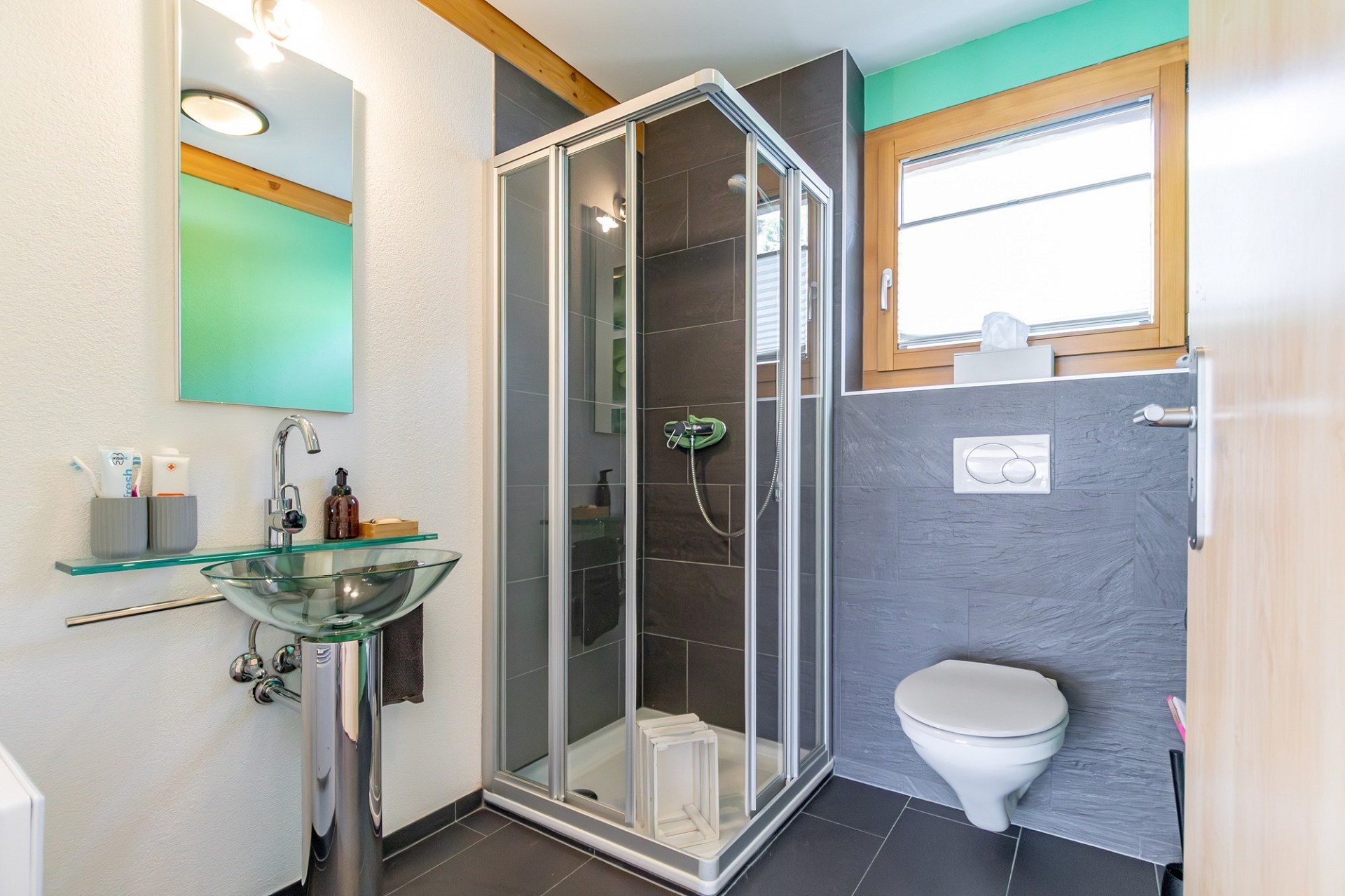 Modernes kleines Badezimmer mit Dusche und WC