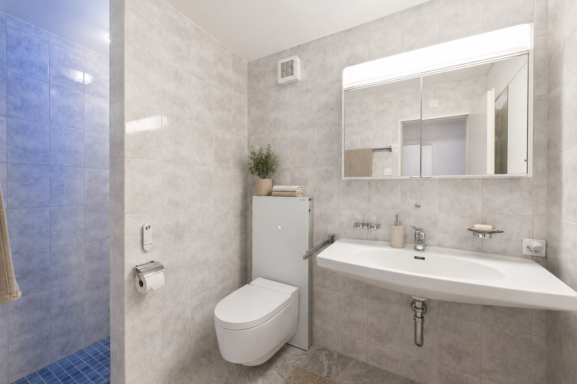 Modernes Badezimmer mit WC und Waschtisch