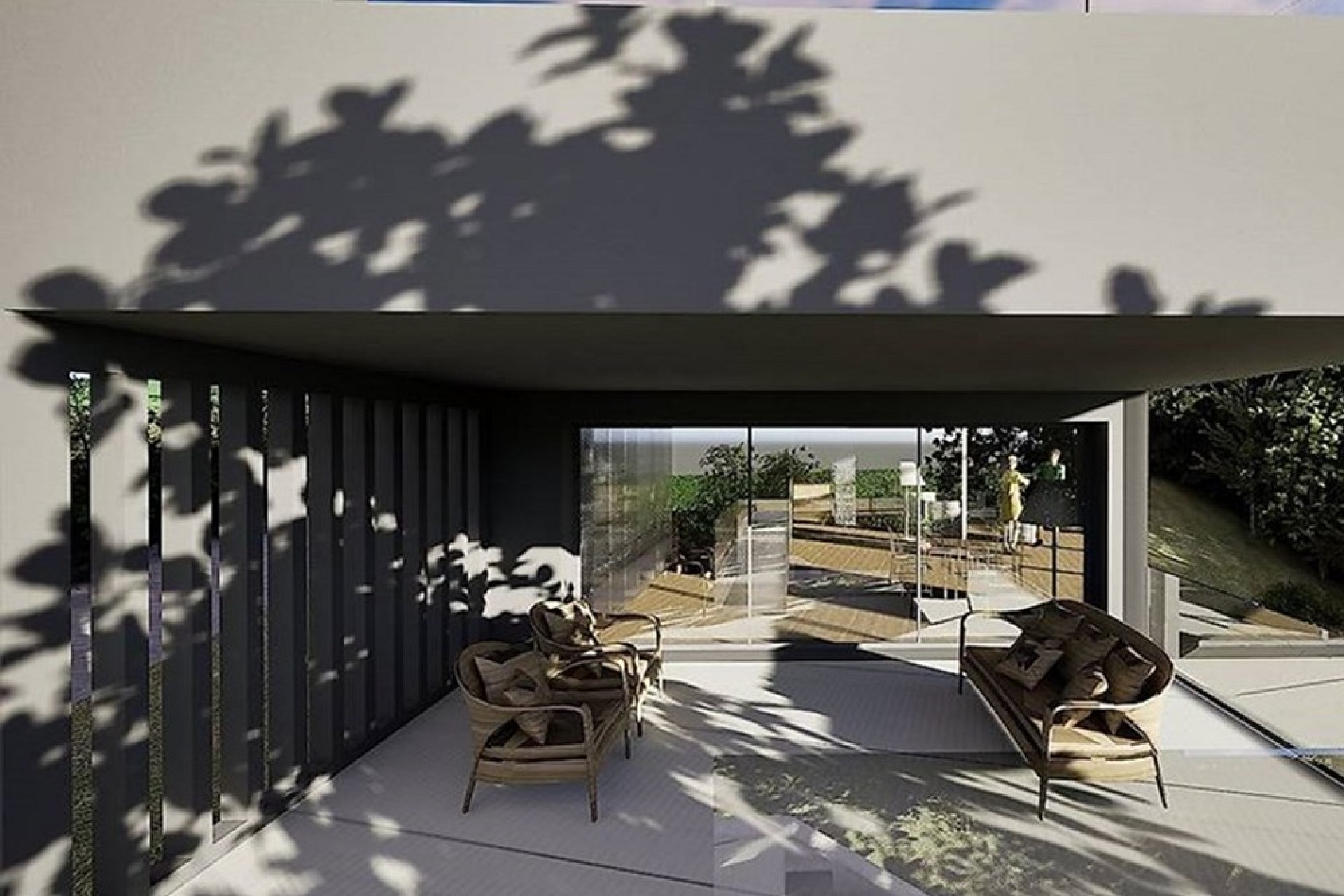 Moderne Terrasse mit Lounge-Bereich