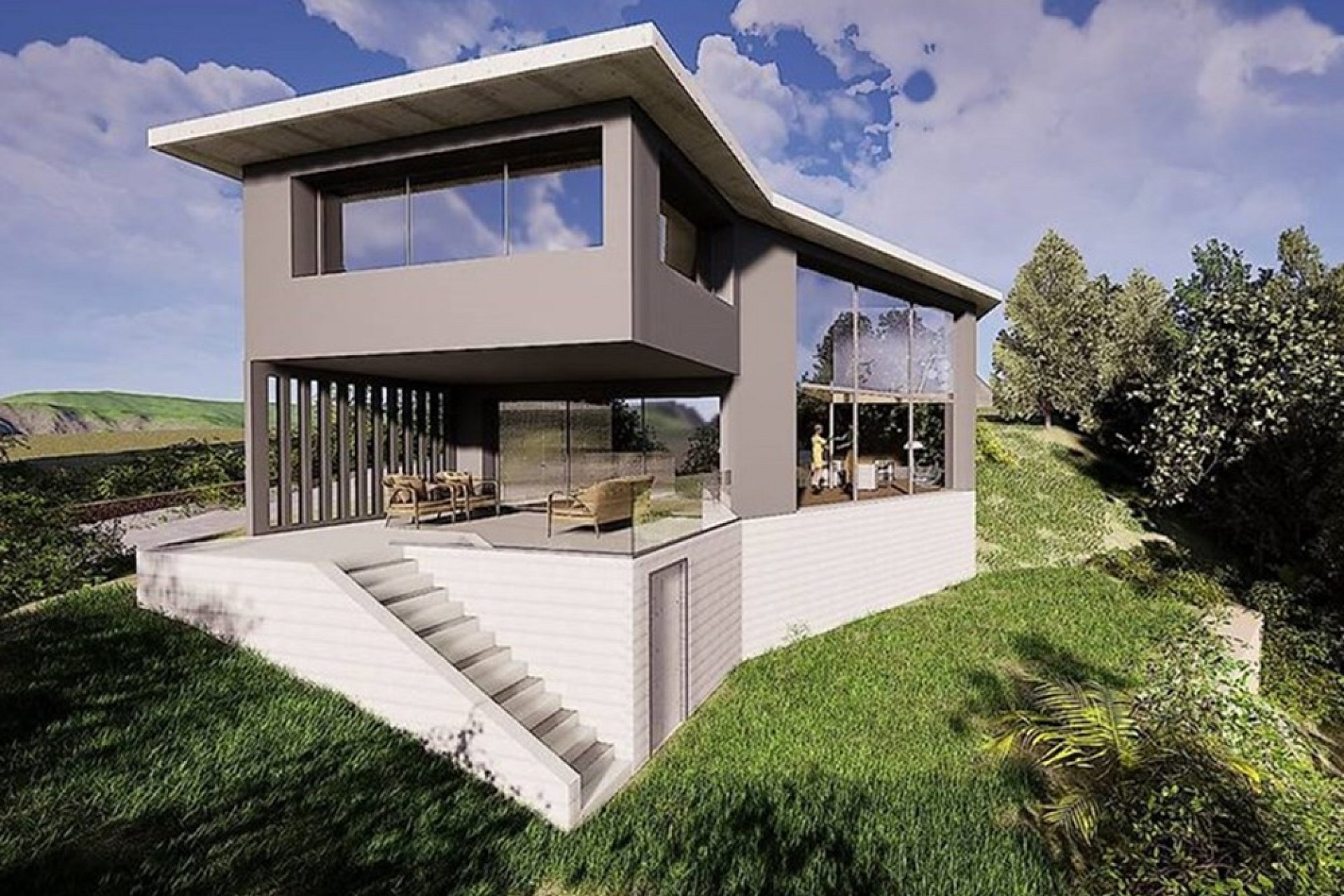 Moderne Architektenvilla mit Terrasse