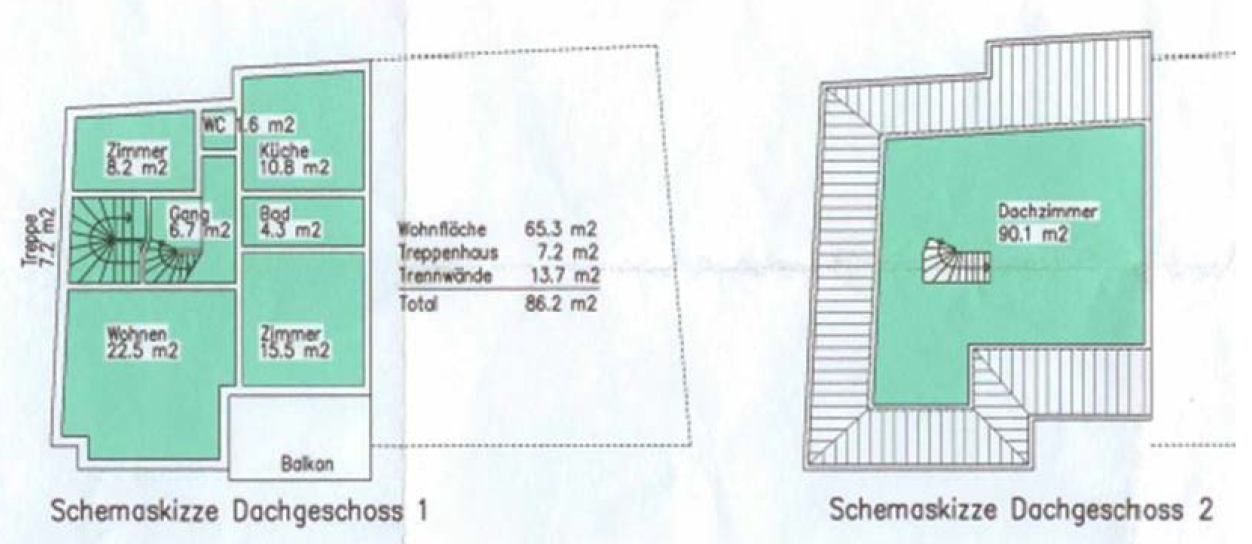 Grundriss eines Dachgeschosses