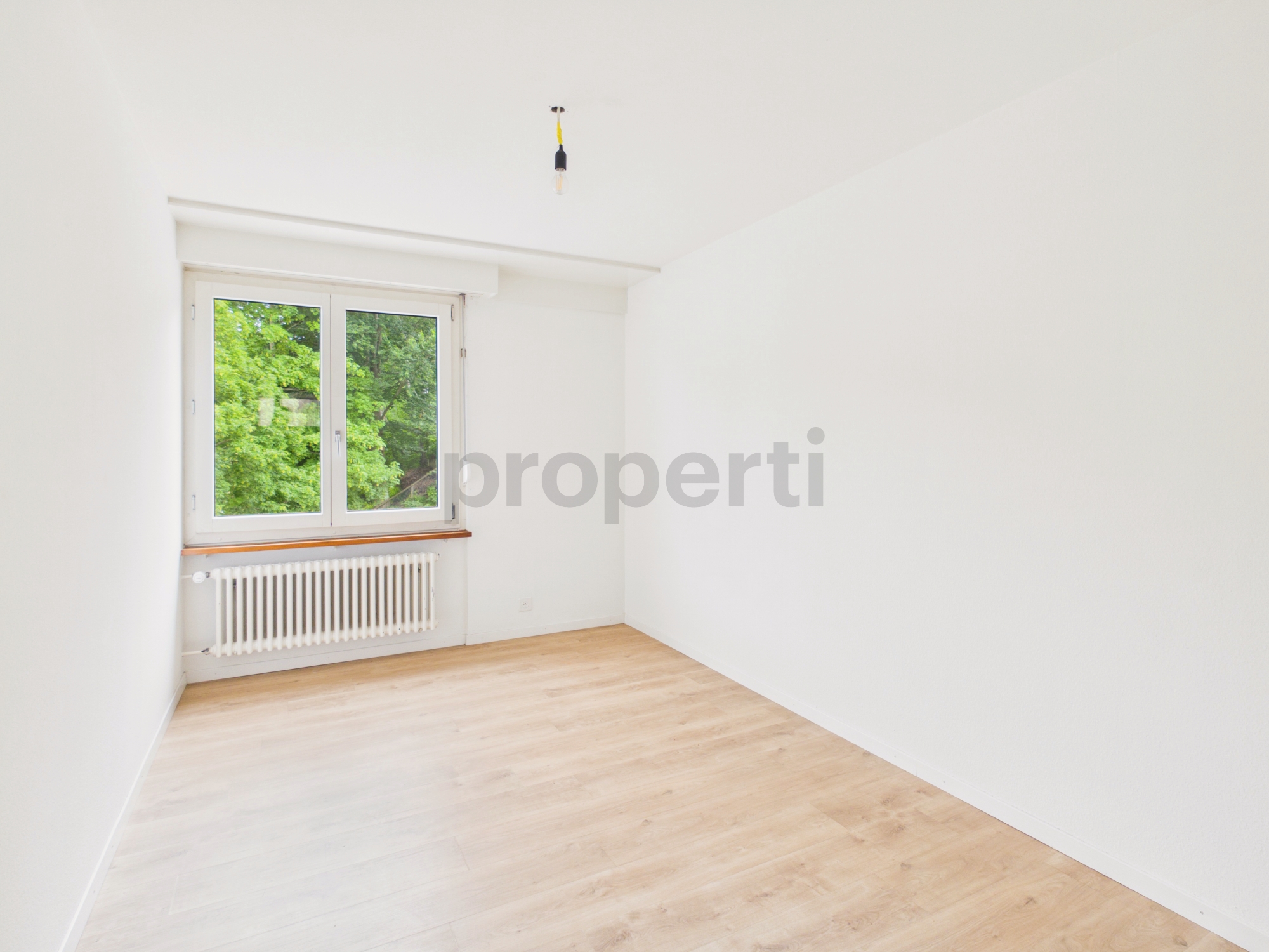 Heller leerer Raum mit Fenster und Heizkörper