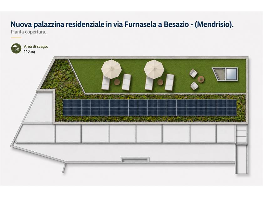Dachterrassen- und Grundrissdarstellung einer Wohnüberbauung